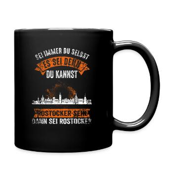 Rostock Rostocker Ostsee Hansestadt Moin Lustig - Tasse einfarbig - Schwarz - Rechts