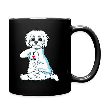 I Love Mom Malteser Mama Hundebsitzer Geschenk - Tasse einfarbig - Schwarz - Rechts