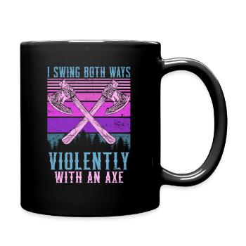 Balancer violemment dans les deux sens avec une hache - Mug uni - noir - Droite