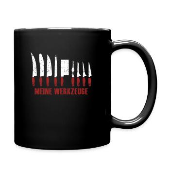 Coole Lustige Koch & Metzger Messer Geschenke - Tasse einfarbig - Schwarz - Rechts