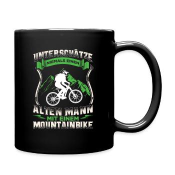 MTB Fully Radfahrer Mountainbike Downhill Motiv - Tasse einfarbig - Schwarz - Rechts