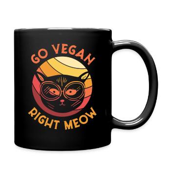 Go vegan right meow - Katze, Veganer - Tasse einfarbig - Schwarz - Rechts