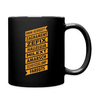 Zefix Spruch Herrgott Grantler Tracht - Tasse einfarbig - Schwarz - Rechts