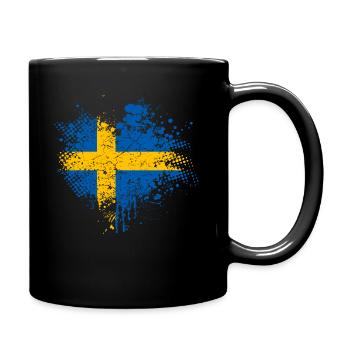 Schweden Flagge - Tasse einfarbig - Schwarz - Rechts