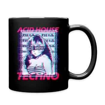 Acid House Techno Glitch Vaporwave Manga Raver DJ - Tasse einfarbig - Schwarz - Rechts