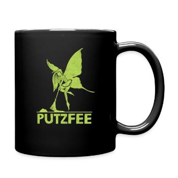 Putzfee Süße Putzfrau Reinigungskraft - Tasse einfarbig - Schwarz - Rechts