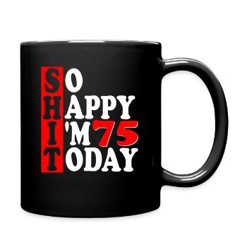 Happy 75 birthday 75 years gift - Full Colour Mug - black - Right