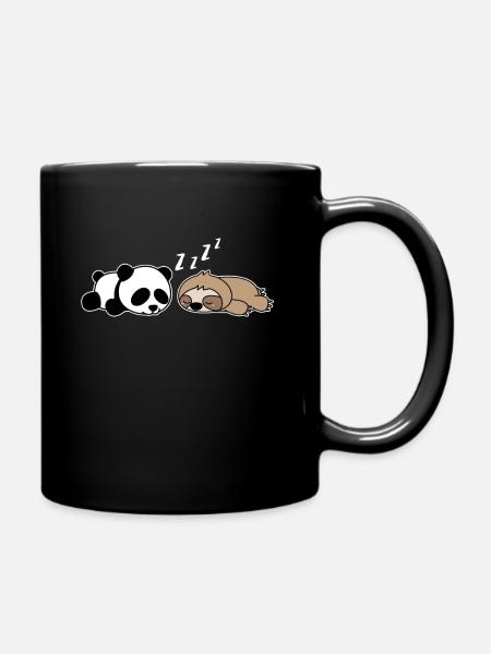 Faultier Panda - Tasse einfarbig - Schwarz