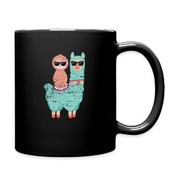 Faultier Lama Kinder - Tasse einfarbig - Schwarz - Rechts