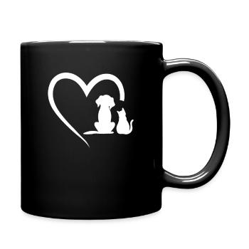 chien chat motif chiens chats coeur conception cadeau - Mug uni - noir - Droite