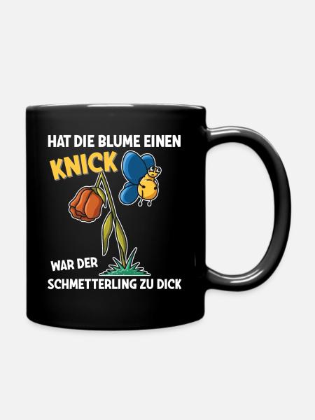 Schmetterling hat die Blume einen Knick - Tasse einfarbig - Schwarz