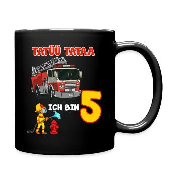 5 Geburtstag mit Feuerwehr für jeden 5 Jahre - Tasse einfarbig - Schwarz - Rechts