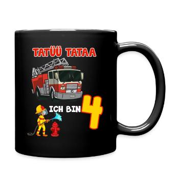 4 Geburtstag mit Feuerwehr für jeden 4 Jahre - Tasse einfarbig - Schwarz - Rechts