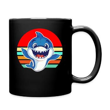 Bébé requin vintage mignon requin rétro rire cadeau - Mug uni - noir - Droite