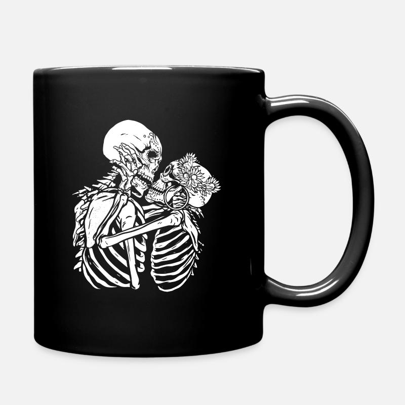 Skelette küssen Bestes Geschenk - Tasse einfarbig - Schwarz
