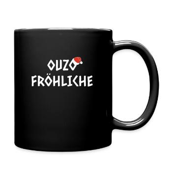 Ouzo Fröhliche Weihnachten Griechenland Spruch - Tasse einfarbig - Schwarz - Rechts