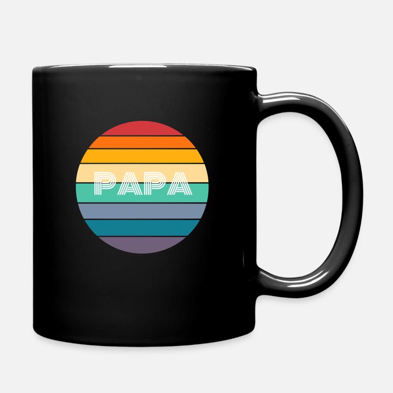 Rainbow PAPA Shirt, Retro PAPA, PAPA Sunset, PAPA - Tasse einfarbig - Schwarz