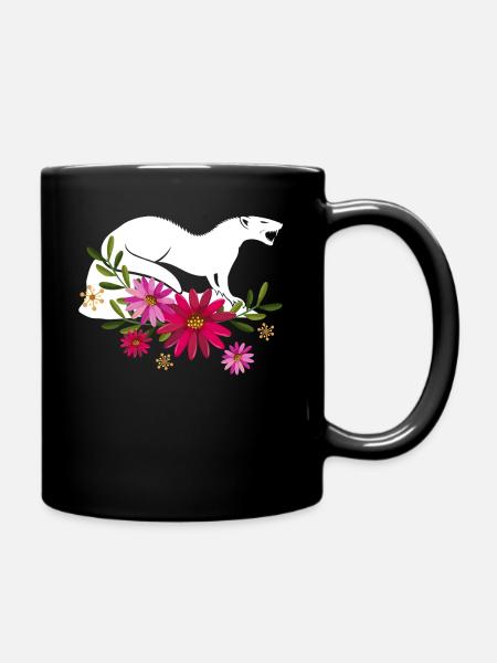 Mungo mit Blumen - Tasse einfarbig - Schwarz