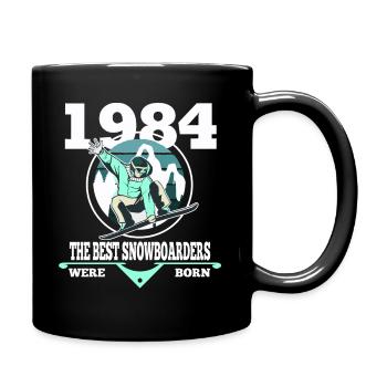 Snowboarder gift 1984 birthday snowboard - Full Colour Mug - black - Right