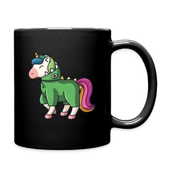 Kawaii unicorn in dino costume kawaii ladies - Full Colour Mug - black - Right