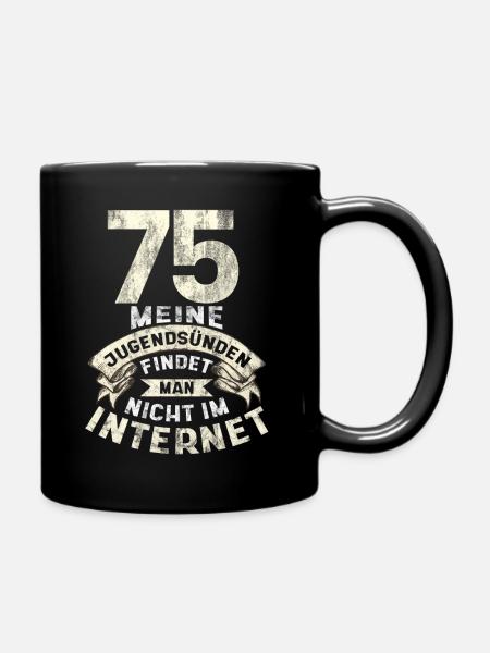 Jahrgang 1951, 75. Geburtstag, Geschenk - Tasse einfarbig - Schwarz