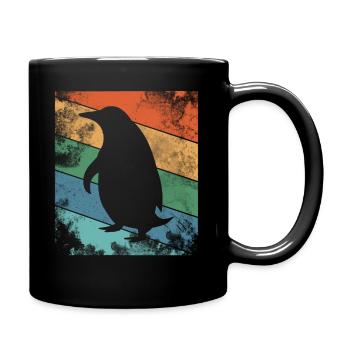 Retro Pinguin Bunt - Tasse einfarbig - Schwarz - Rechts