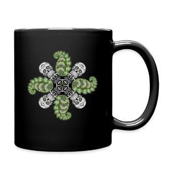 Sugar-Skull Totenkopf Vintage-Halloween Design - Tasse einfarbig - Schwarz - Rechts