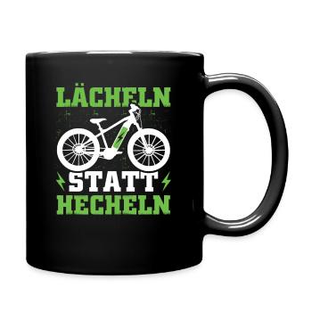 Lächeln statt Hecheln Ebike Geschenkidee - Tasse einfarbig - Schwarz - Rechts