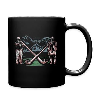 Alphorn Alpen - Tasse einfarbig - Schwarz - Rechts