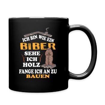 Biber Holz Bauherr Schreiner Tischler Holzwurm - Tasse einfarbig - Schwarz - Rechts