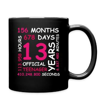 13th birthday 13 years teenager gift girl - Full Colour Mug - black - Right