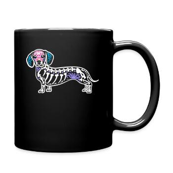 Dackel Schädel Halloween Dackel Liebhaber - Tasse einfarbig - Schwarz - Rechts
