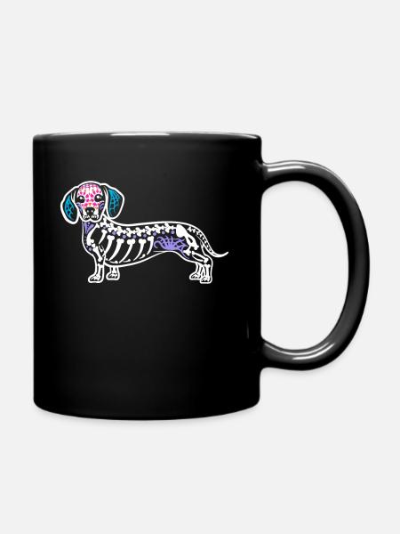 Amant de teckel Halloween crâne de teckel - Mug uni - noir