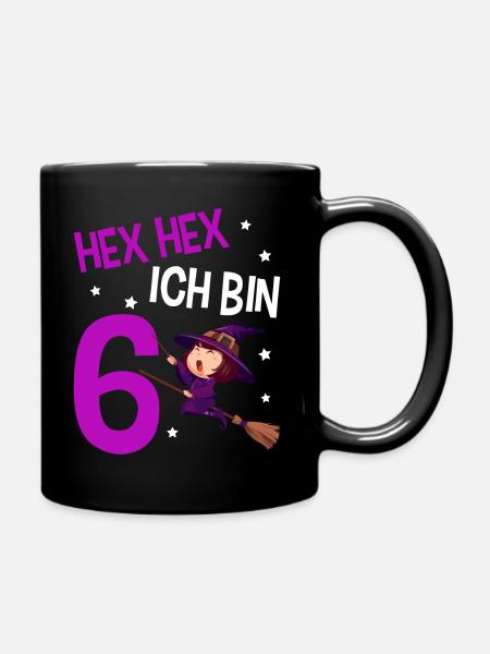 6. Geburtstag Hexe Sechs Jahre Kinder - Tasse einfarbig - Schwarz