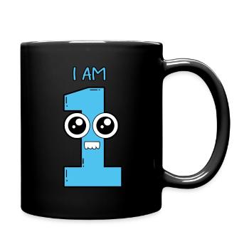 I am 1 - baby child birthday gift - Full Colour Mug - black - Right