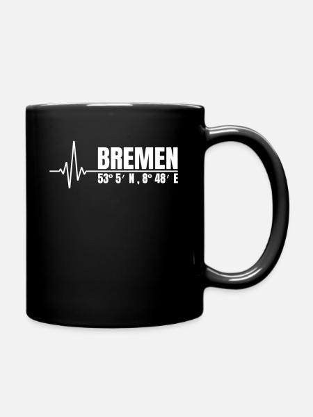 Bremen Herzschlag Koordinaten Heimat Heimatstadt - Tasse einfarbig - Schwarz