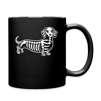 Dackel Schädel Halloween Dackel Liebhaber - Tasse einfarbig - Schwarz - Rechts