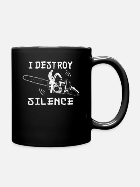 Chain Saw Chainsaw Lumberjack Wood Tree Felling - Full Colour Mug - black
