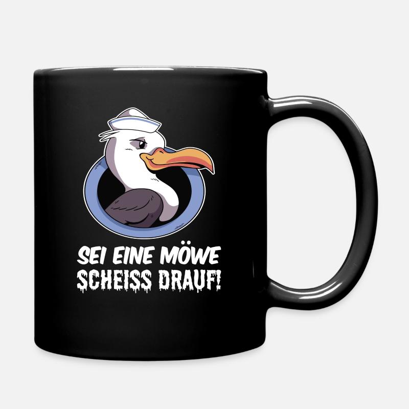 Sei eine Möwe scheiss drauf - Tasse einfarbig - Schwarz