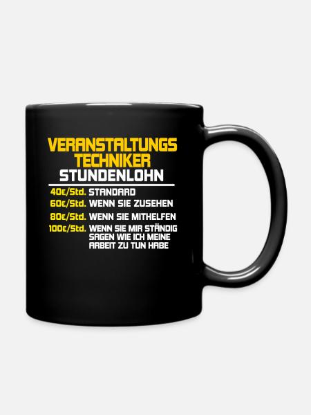 Veranstaltungstechniker Tontechniker Geschenk - Tasse einfarbig - Schwarz