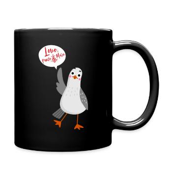 Moin love peace möwe Norden lustig Spruch Geschenk - Tasse einfarbig - Schwarz - Rechts