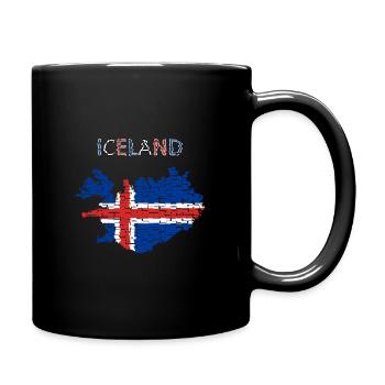 Island Flagge - Kunstdesign - Tasse einfarbig - Schwarz - Rechts