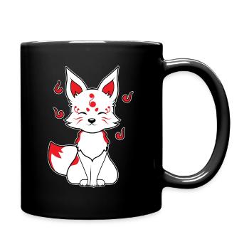 Japanischer Fuchs Kitsune Kami Inari Kawaii Maske - Tasse einfarbig - Schwarz - Rechts