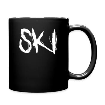 Ski Skifahrer Skier - Tasse einfarbig - Schwarz - Rechts