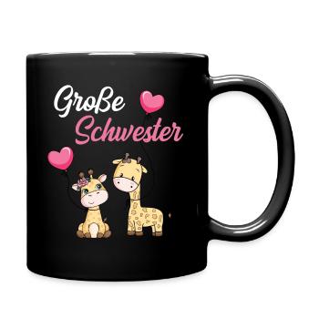 Große Schwester 2021 Giraffen süße Geschenkidee - Tasse einfarbig - Schwarz - Rechts
