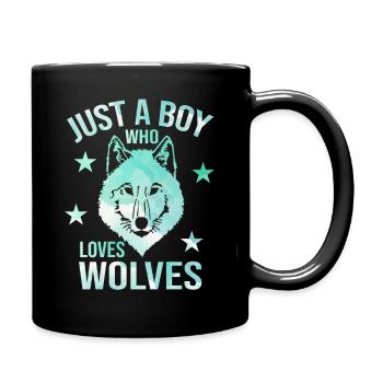 Just a boy who loves wolves - Full Colour Mug - black - Right