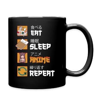Eat Sleep Anime Repeat graphique Manga japonais - Mug uni - noir - Droite