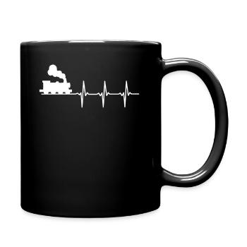 Eisenbahn Schaffner Dampflok Lok Zug - Tasse einfarbig - Schwarz - Rechts