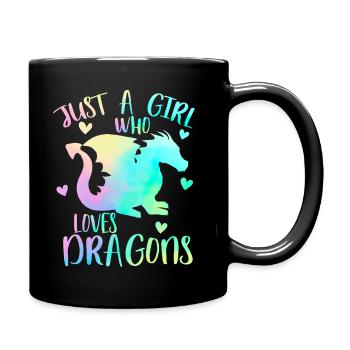 Nur ein Mädchen, das Drachen liebt - Tasse einfarbig - Schwarz - Rechts