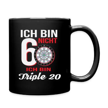Ich bin nicht 60 Triple 20 Dartspieler 60. - Tasse einfarbig - Schwarz - Rechts
